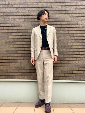「united arrows」｜「アイテム（スリッポン）」を使った、おしぼりくんさん（メンズ・178cm）の秋コーディネート