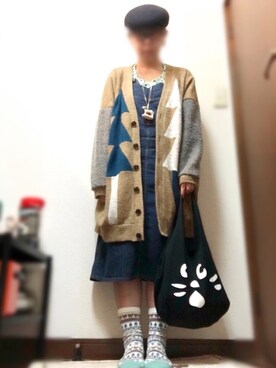 「にゃー」｜「アイテム（オールインワン・サロペット）」を使った、だるさん（レディース・154cm）の冬コーディネート