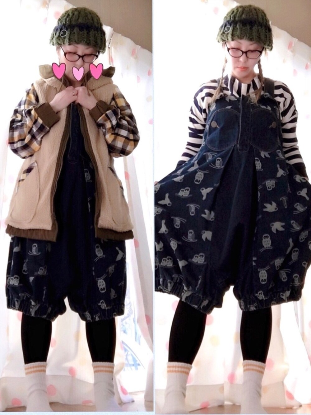 ブルー系のTシャツ/カットソー、グリーン系のモッズコート、ベージュ系のデニムパンツを着用したレディースの冬コーディネートの1枚目の写真
