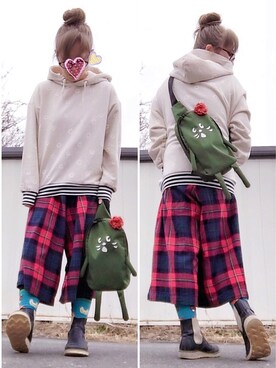 「スウェットパーカー」｜「アイテム（その他）」を使った、だるさん（レディース・154cm）の冬コーディネート