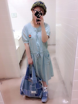 「アイテム（ハット）」を使った、だるさん（レディース・154cm）の夏コーディネート