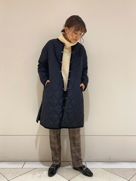 「URBAN RESEARCH（アーバンリサーチ）のアイテム（ノーカラージャケット）」を使った、asakaさん（レディース・164cm）の冬コーディネート