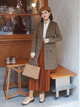 「MARNI（マルニ）のアイテム（シューズ）」を使った、Quni大冰さん（レディース・173cm）の冬コーディネート