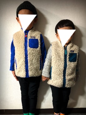 「アイテム（ダウンベスト、その他）」を使った、TKHRさん（キッズ・110cm）の秋コーディネート