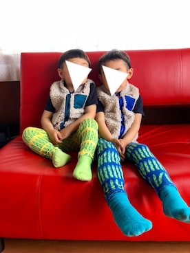 「5歳」｜「アイテム（ダウンベスト）」を使った、TKHRさん（キッズ・110cm）の春コーディネート