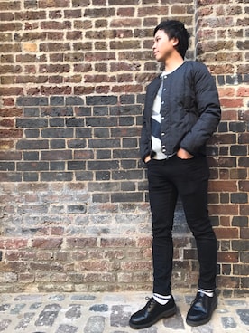 「COMME CA ISM（コムサイズム）のアイテム（ダウンジャケット/コート）」を使った、今林健人さん（メンズ・173cm）の春コーディネート