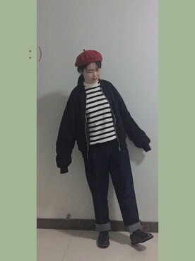 「stradivarius（ストラディバリウス）のアイテム（ハンチング/ベレー帽）」を使った、fancyさん（レディース・162cm）の秋コーディネート