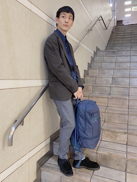 「アイテム（テーラードジャケット、ブラウン系）」を使った、Jedikさん（メンズ・169cm）の秋コーディネート