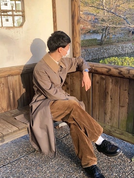 「Ralph Lauren」｜「アイテム（トレンチコート）」を使った、beranabus 相互フォロー100％さん（メンズ・167cm）の秋コーディネート