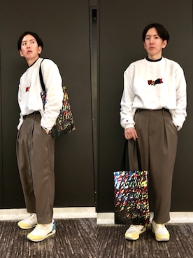 「JUNRED（ジュンレッド）のアイテム（トートバッグ）」を使った、tmkさん（メンズ・168cm）の冬コーディネート