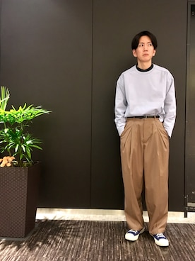 「JUNRED（ジュンレッド）のアイテム（パンツ）」を使った、tmkさん（メンズ・168cm）の春コーディネート