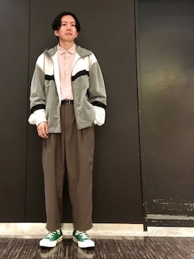 「JUNRED（ジュンレッド）のアイテム（ナイロンジャケット）」を使った、tmkさん（メンズ・168cm）の春コーディネート