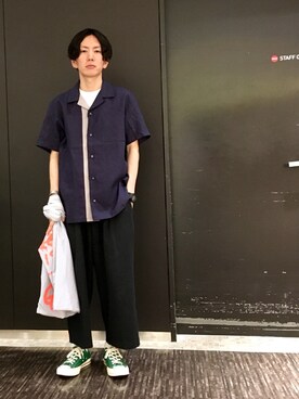 「JUNRED（ジュンレッド）のアイテム（トートバッグ）」を使った、tmkさん（メンズ・168cm）の夏コーディネート