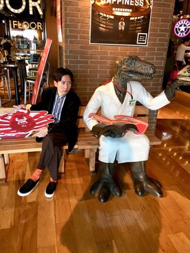 「JUNRED（ジュンレッド）のアイテム（ノーカラージャケット）」を使った、tmkさん（メンズ・168cm）の秋コーディネート