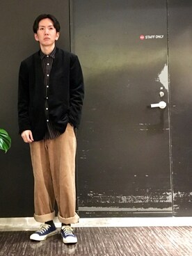 「JUNRED（ジュンレッド）のアイテム（ノーカラージャケット）」を使った、tmkさん（メンズ・168cm）の秋コーディネート
