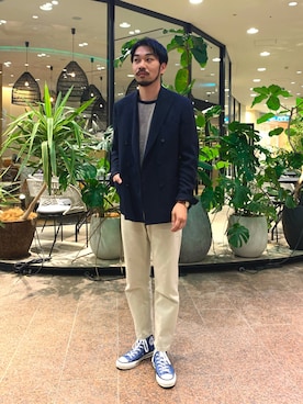 「LARDINI（ラルディーニ）のアイテム（テーラードジャケット）」を使った、Kazunariさん（メンズ・179cm）の夏コーディネート