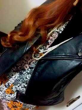 「GRL（グレイル）のアイテム（ライダースジャケット、ブラック系）」を使った、SUさん（レディース・157cm）の冬コーディネート