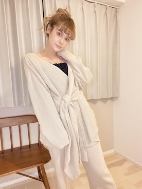 「ルームウェア」｜「アイテム（ジャケット/アウター）」を使った、SUさん（レディース・157cm）の冬コーディネート