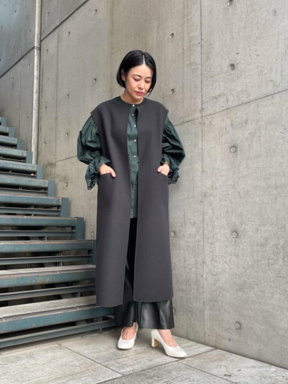 UNITED ARROWS UBCMD リバー ノーカラーベスト　ジレ　ウール UNITED ARROWS（ユナイテッドアローズ）の「UBCMD リバー ノー