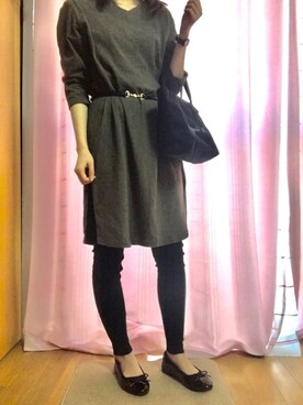 「アニエスベー」｜「アイテム（シャツワンピース）」を使った、Noさん（レディース・149cm）の秋コーディネート