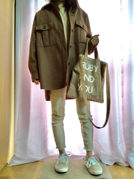「RUBY AND YOU（ルビーアンドユー）のアイテム（トートバッグ）」を使った、Noさん（レディース・149cm）の秋コーディネート