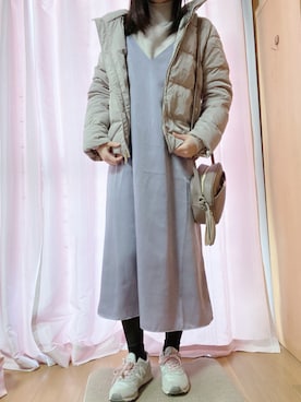 「キャミソールワンピ」｜「アイテム（ダウンジャケット/コート）」を使った、Noさん（レディース・149cm）の冬コーディネート