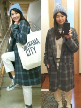 「Import & Select（インポートアンドセレクト）のアイテム（ジャケット/アウター）」を使った、横山佳織さん（レディース・170cm）の冬コーディネート