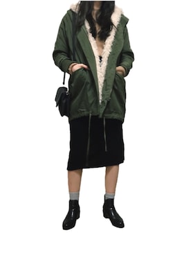 「ロング丈」｜「アイテム（モッズコート）」を使った、NANAさん（レディース・168cm）の冬コーディネート