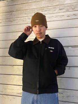 「XLARGE（エクストララージ）のアイテム（ノーカラージャケット）」を使った、藤田敬哉さん（メンズ・167cm）の冬コーディネート