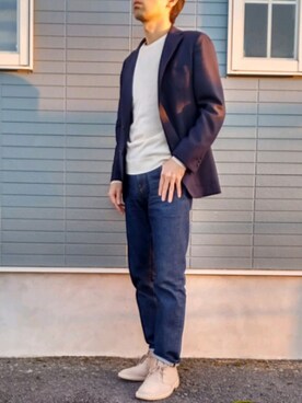 ニット セーターを使った 紺ジャケット のメンズ人気ファッションコーディネート Wear