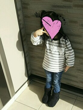 「バルーンスリーブ」｜ももさん（キッズ・90cm）の冬コーディネート