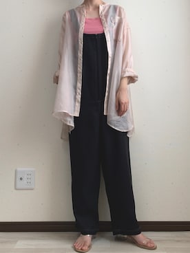 「Kastane（カスタネ）の【UNISEX】U.S.N deckpants（サロペット/オーバーオール、ブラック系）」を使った、ゆうさん（レディース・159cm）の春コーディネート