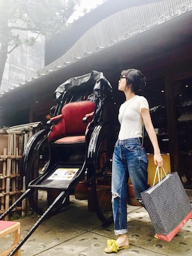 「CRY.（クライ）のアイテム（トップス）」を使った、IZUMI さん（レディース・163cm）の夏コーディネート