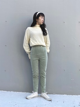 「アイテム（カチューシャ、ホワイト系）」を使った、Macoさん（レディース・158cm）の冬コーディネート