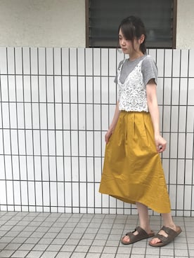 「マスタードイエロー」｜KTNさん（レディース・159cm）の夏コーディネート