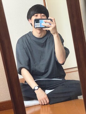 「ユニクロU」｜「アイテム（スラックス）」を使った、大五郎さん（メンズ・169cm）の夏コーディネート