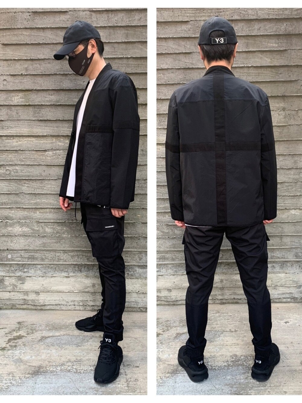 「Y-3のアイテム（キャップ、ブラック系）」を使った、T-Hopeさん（メンズ・180cm）の冬コーディネートの1枚目の写真