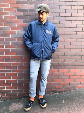 「AVIREX（アヴィレックス）のアイテム（ナイロンジャケット）」を使った、Junichiさん（メンズ・180cm）の秋コーディネート
