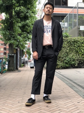 「AVIREX（アヴィレックス）のアイテム（テーラードジャケット）」を使った、Junichiさん（メンズ・180cm）の夏コーディネート