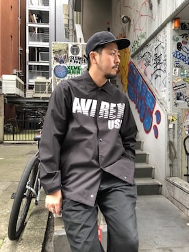 「AVIREX（アヴィレックス）のアイテム（ブルゾン）」を使った、Junichiさん（メンズ・180cm）の夏コーディネート