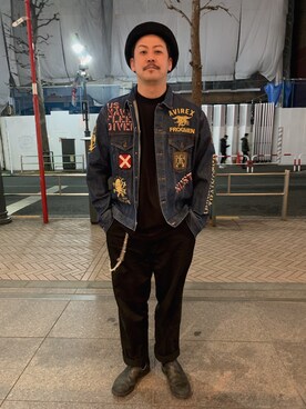 「AVIREX（アヴィレックス）のアイテム（ブルゾン）」を使った、Junichiさん（メンズ・180cm）の冬コーディネート