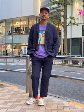 「AVIREX（アヴィレックス）のアイテム（テーラードジャケット）」を使った、Junichiさん（メンズ・180cm）の秋コーディネート
