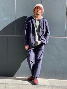 「AVIREX（アヴィレックス）のアイテム（テーラードジャケット）」を使った、Junichiさん（メンズ・180cm）の秋コーディネート