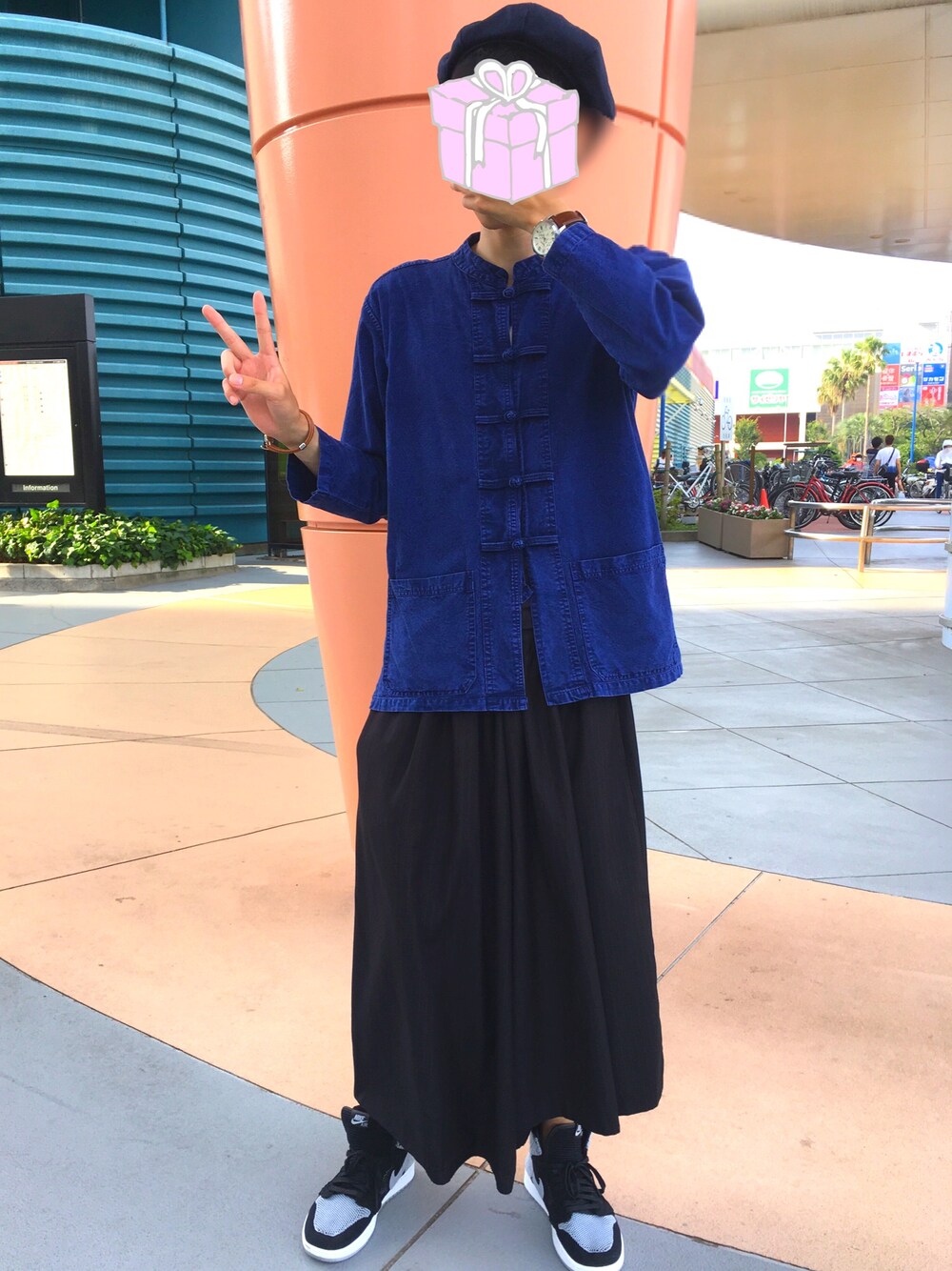 「海の日」｜「下北沢の古着のアイテム（その他トップス、ブルー系）」を使った、ゆうやさん（メンズ・174cm）の夏コーディネートの1枚目の写真