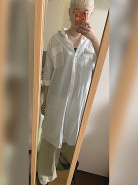 「one after another NICE CLAUP（ワンアフターアナザーナイスクラップ）のアイテム（シャツワンピース）」を使った、TAMAGOさん（レディース・163cm）の夏コーディネート