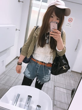 「トイレから失礼しやす」｜「アイテム（帽子）」を使った、✧✦✴︎®ℛ﻿ℹ︎sa✴︎✦✧さん（レディース・156cm）の春コーディネート