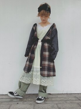 「VINTAGE（ヴィンテージ）のアイテム（ピアス（片耳用））」を使った、ｊｕｎｎａｎ🐈さん（レディース・146cm）の春コーディネート