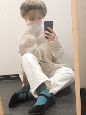 「SVEC（シュベック）のカンフーシューズ kung fu Shoes / ストラップパンプス（バレエシューズ）」を使った、ｊｕｎｎａｎ🐈さん（レディース・146cm）の冬コーディネート