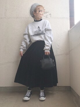 「ベロアスカート」｜「アイテム（ハンチング/ベレー帽）」を使った、ｊｕｎｎａｎ🐈さん（レディース・146cm）の冬コーディネート