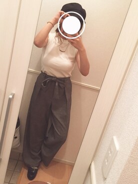 「秋先取りコーデ」｜「アイテム（キャスケット）」を使った、runa;)さん（レディース・153cm）の夏コーディネート